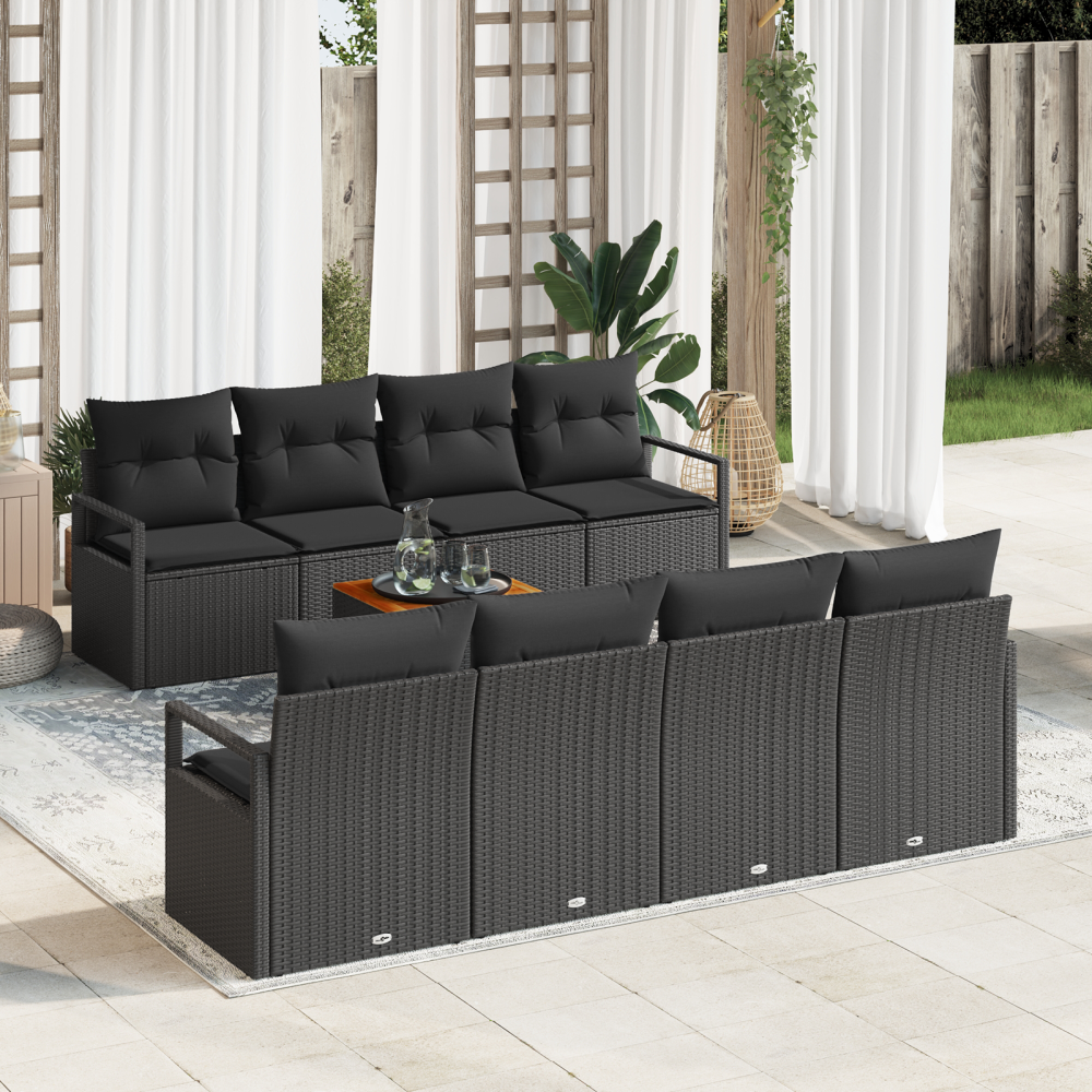 vidaXL Modulär Trädgårdsoffset 9 pcs Svart Standard Resin Wicker