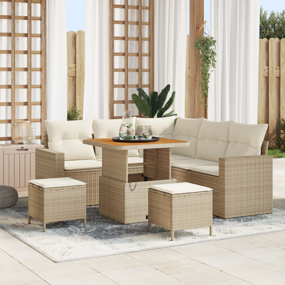 vidaXL Trädgårdsoffset 8 pcs beige och gräddvit 80 x 80 x 71 cm
