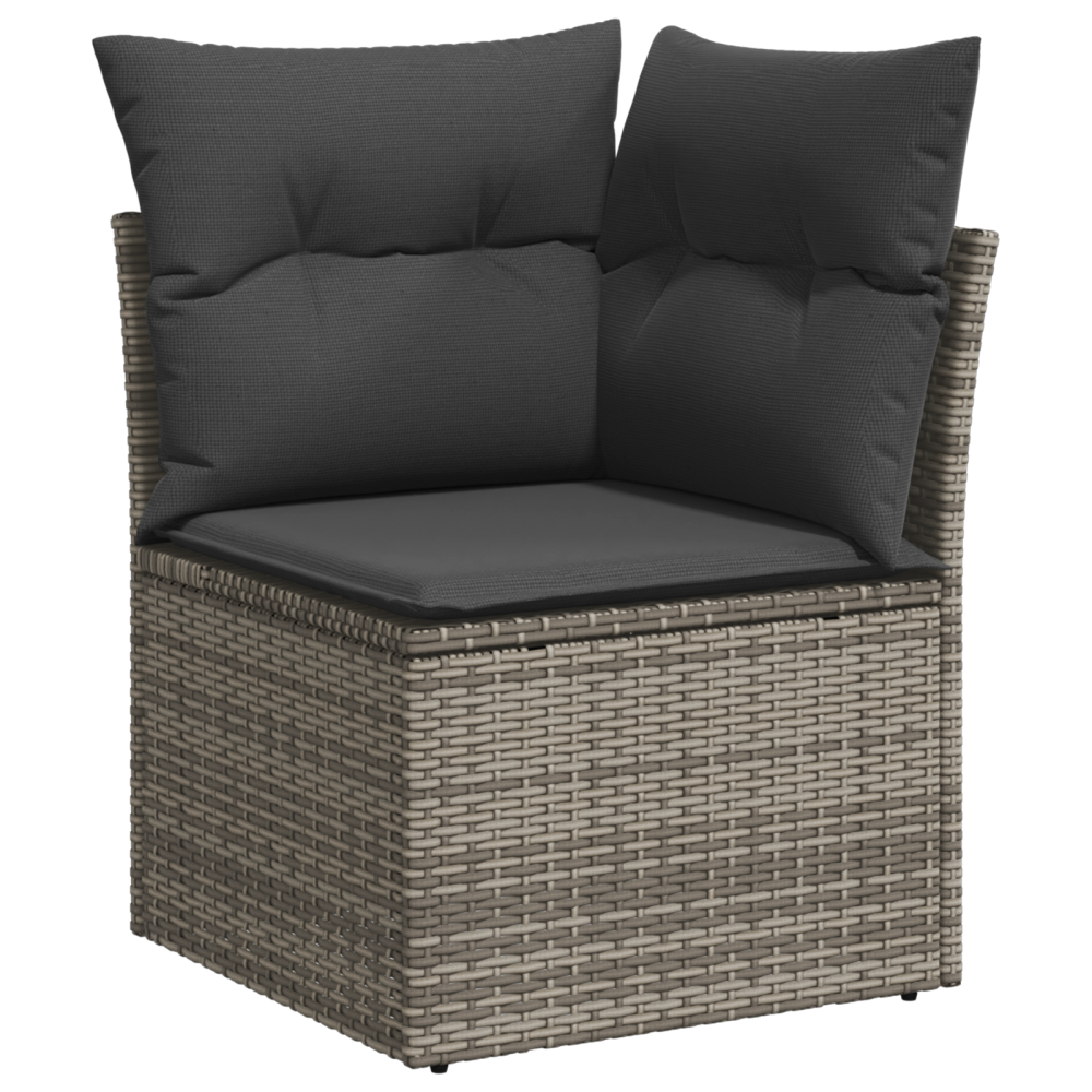 vidaXL 9-delad utemöbelsoffa med kuddar grå poly rattan akacia