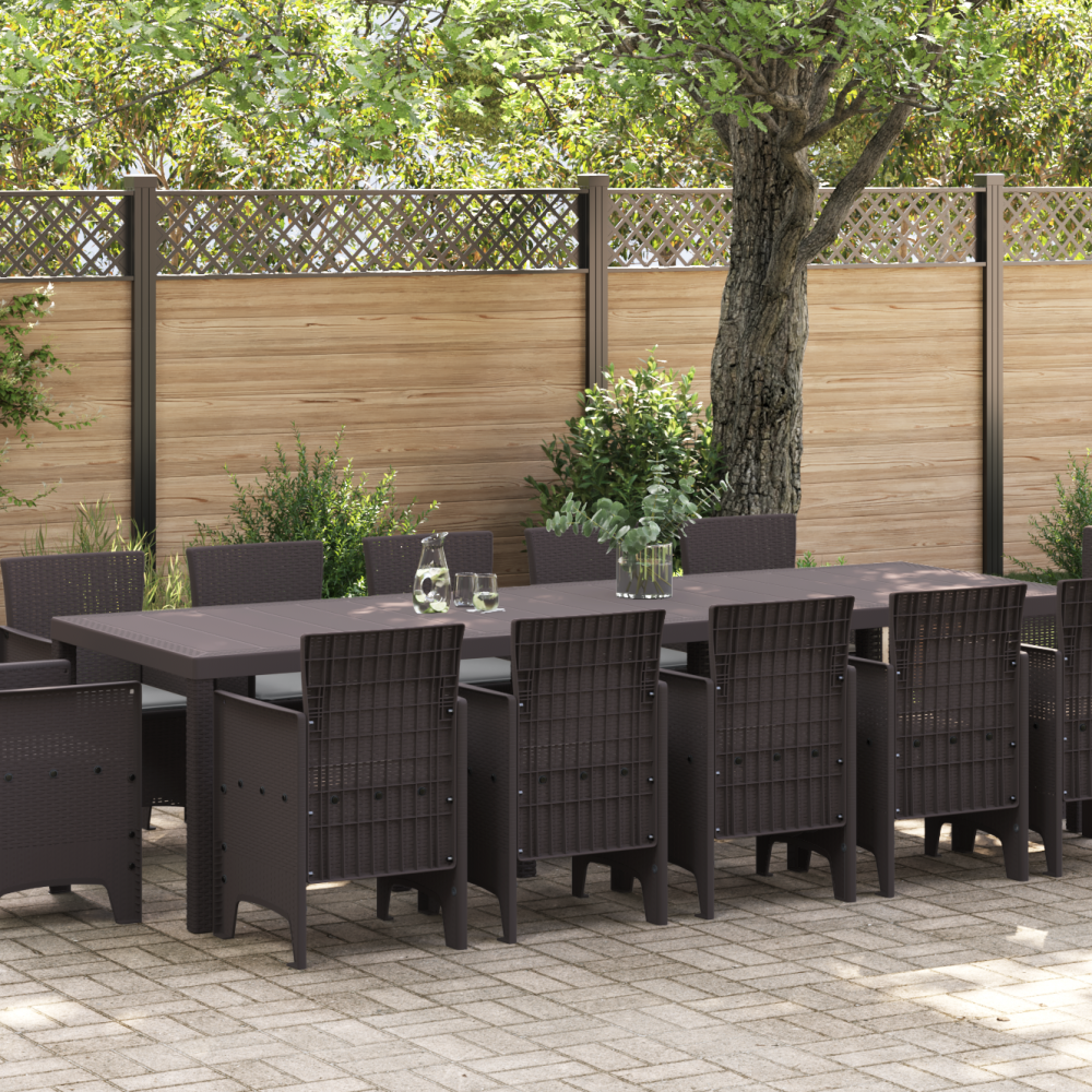 vidaXL Trädgårdsmöbelset 13 pcs Brun och Ljusgrå Rattan och Kudde