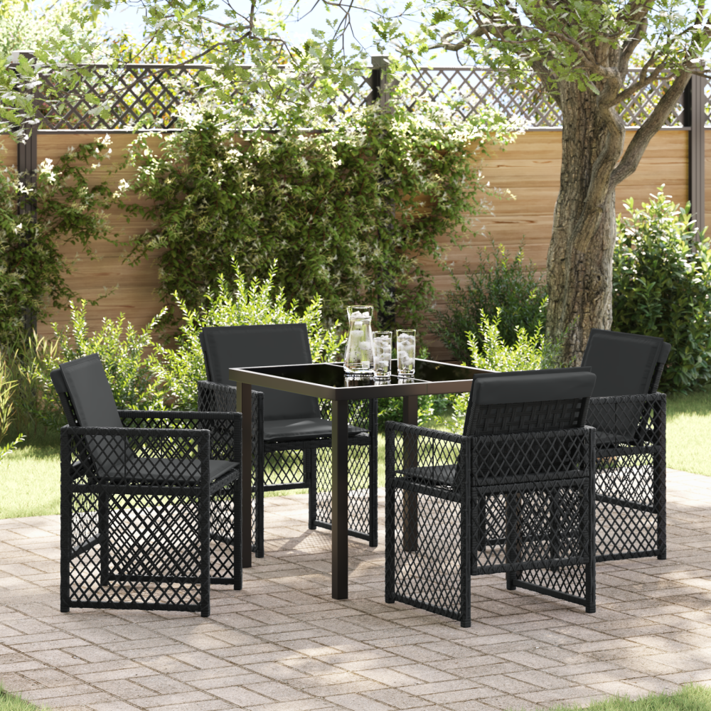 vidaXL Trädgårdsmöbelset 5 pcs Svart konstrotting
