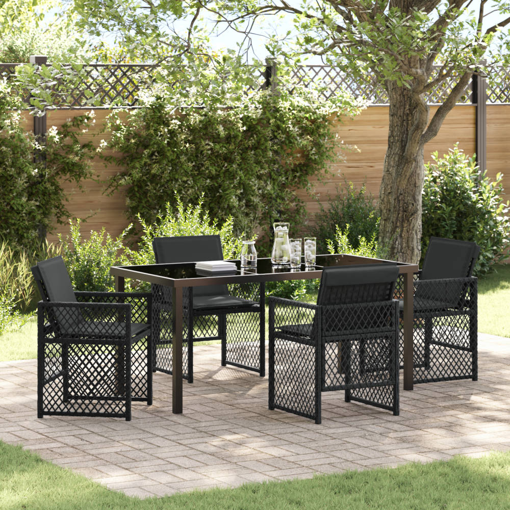 vidaXL Trädgårdsmöbelset 5 pcs Svart konstrotting