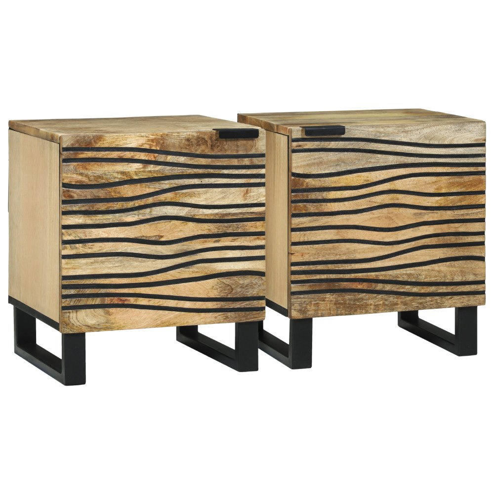vidaXL Sängbord 2 st 40x33.5x46 cm Massiv trä Mango