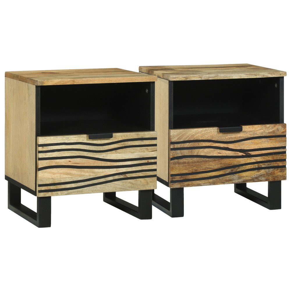 vidaXL Sängskåp 2 st 40x33x46 cm Massivt Mangoträ