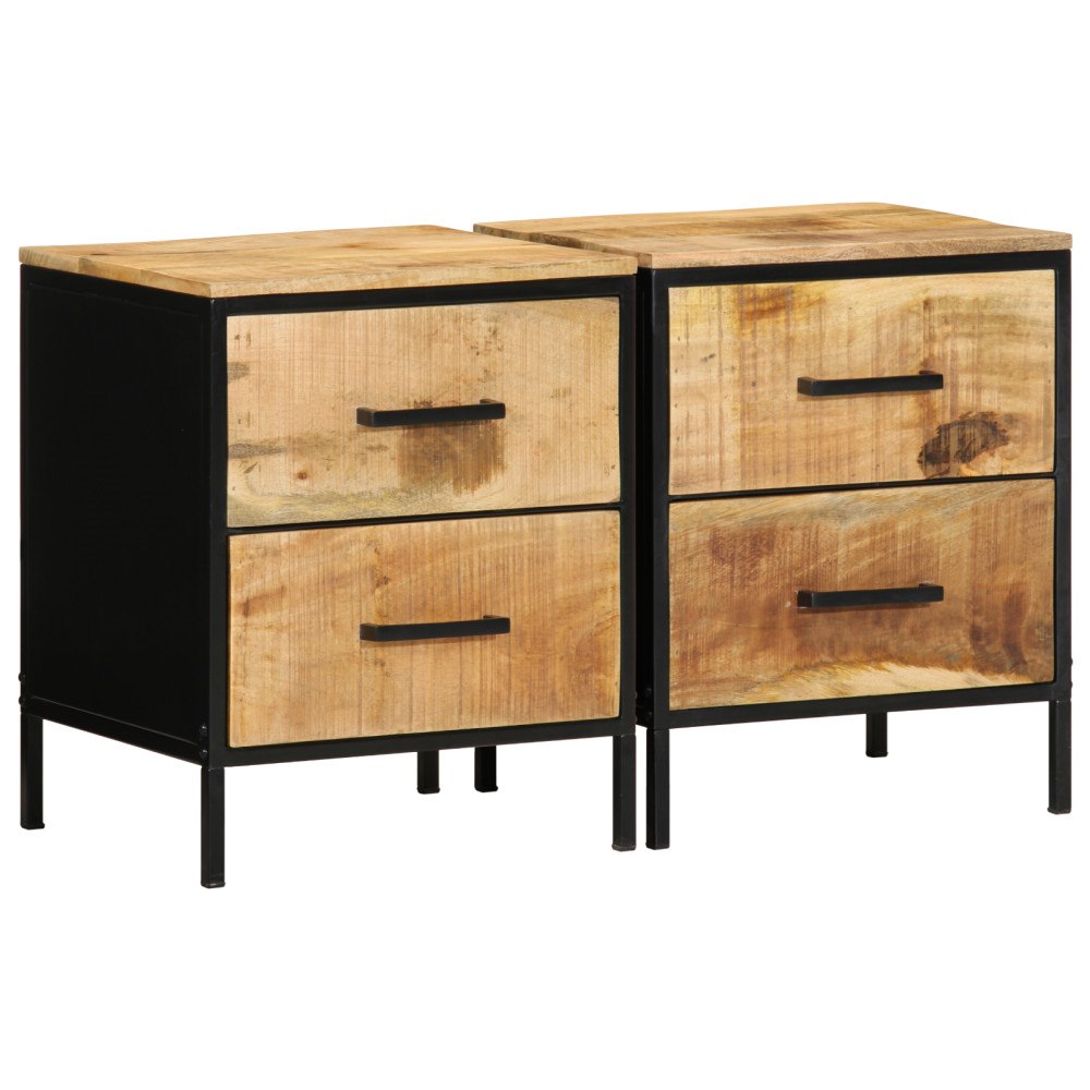 vidaXL Sängbord 2 st 40x35x50 cm Massivt Trä Grovt Mango