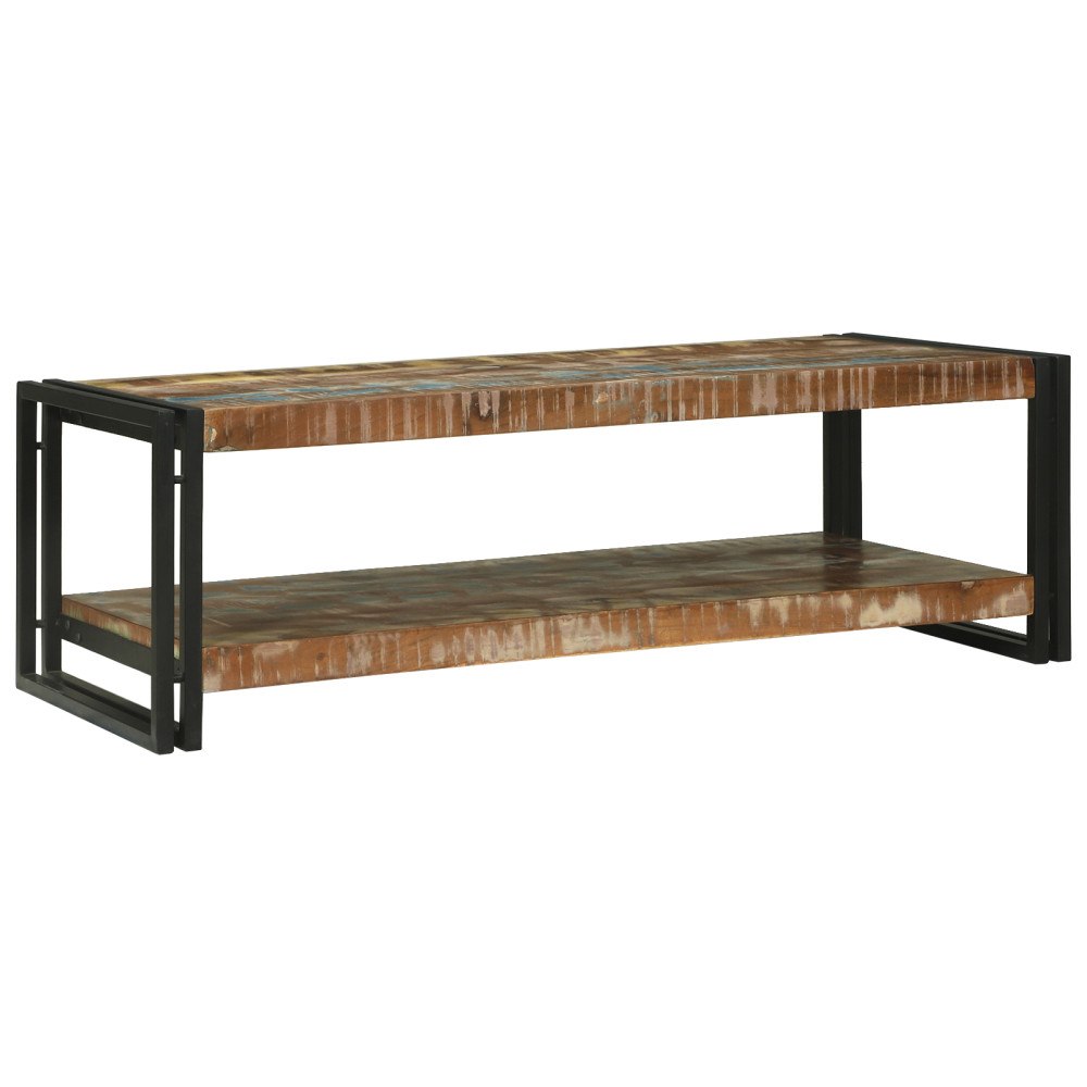 vidaXL Kaffebord Multicolor 120x50x38 cm Massivt trä Återvunnet