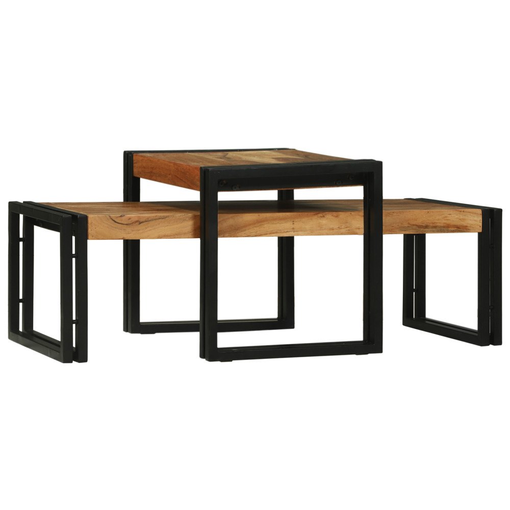vidaXL 2-delars Kaffe Bord Set Massivt Akaciaträ