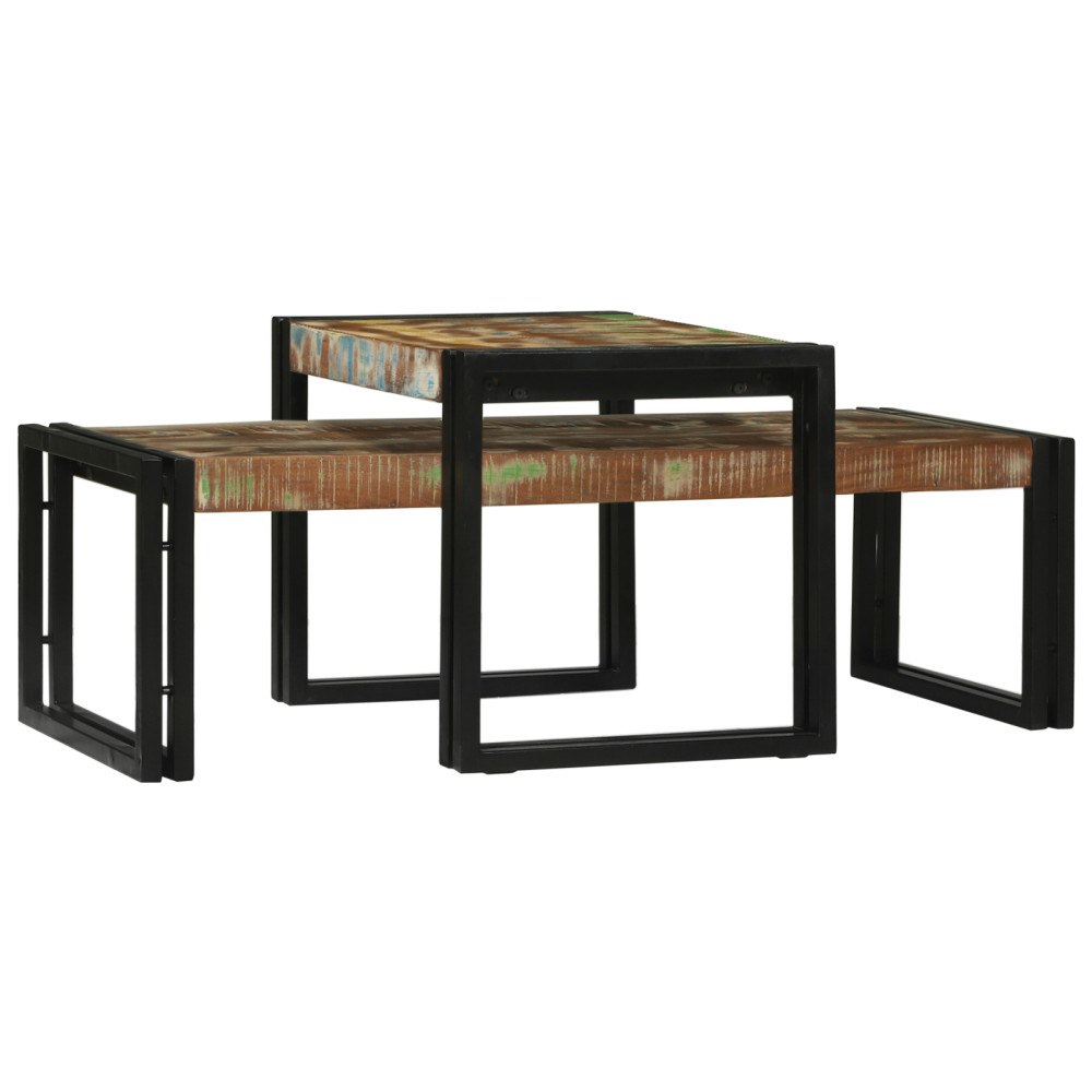 vidaXL 2 Delar Kaffe Bord Set Massivt Trä Återvunnet
