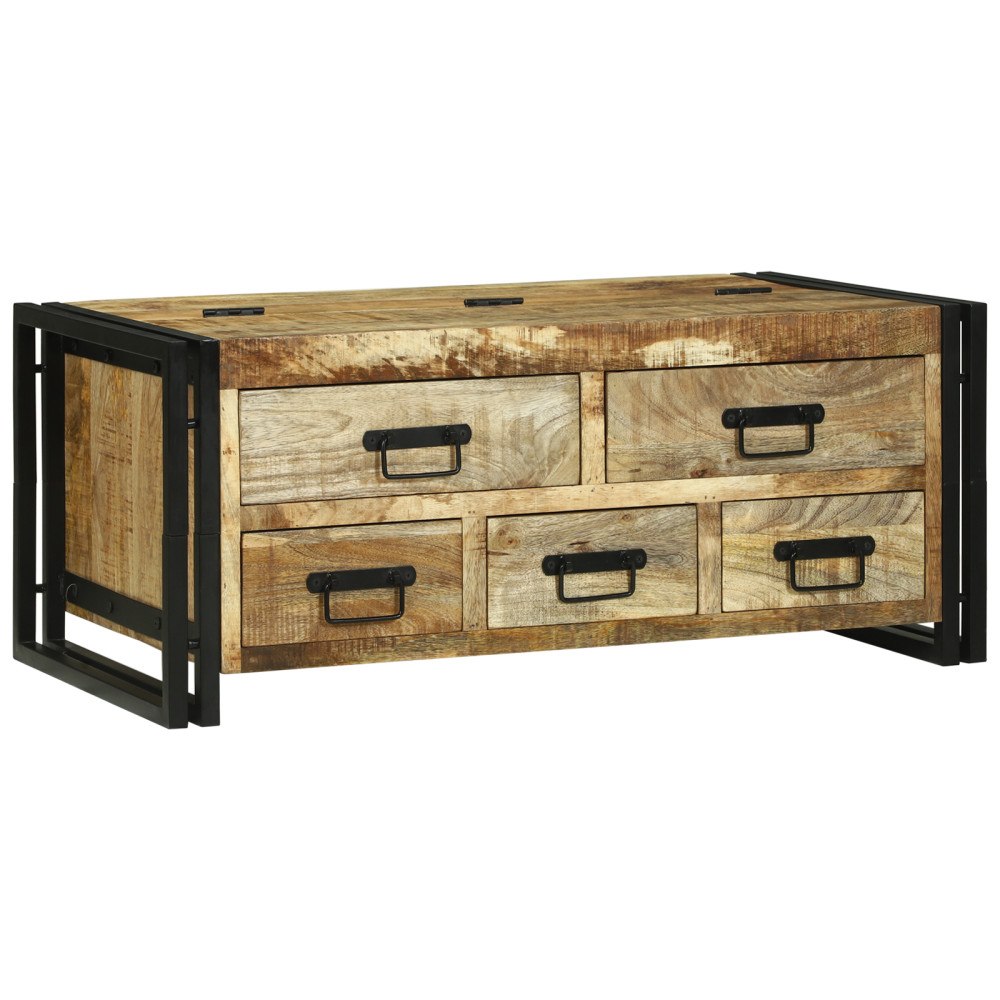 vidaXL Kaffebord 90x50x38 cm Massivt trä Grovt mango
