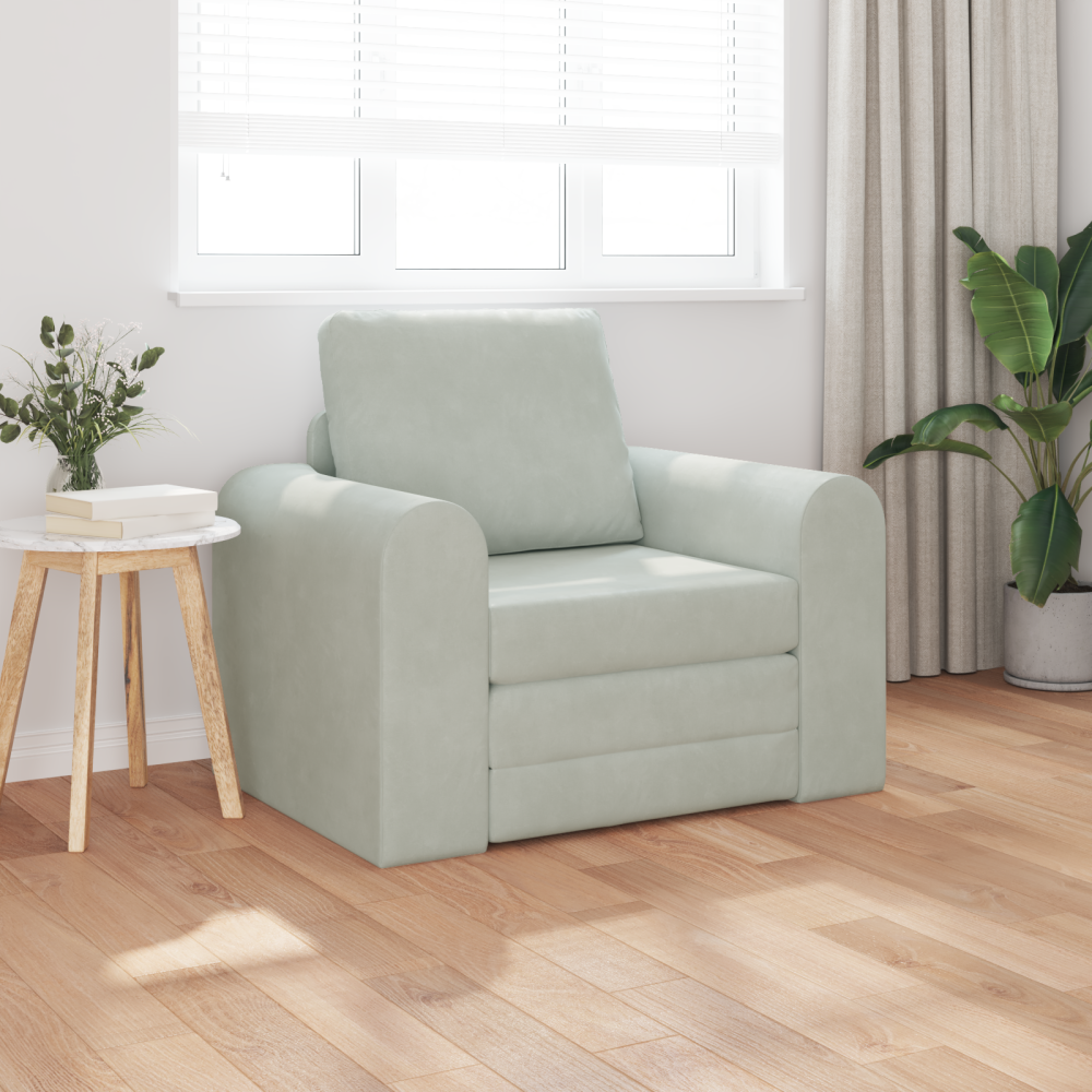 vidaXL golvsoffa säng 2-i-1 ljusgrå 98x71x83 cm sammet