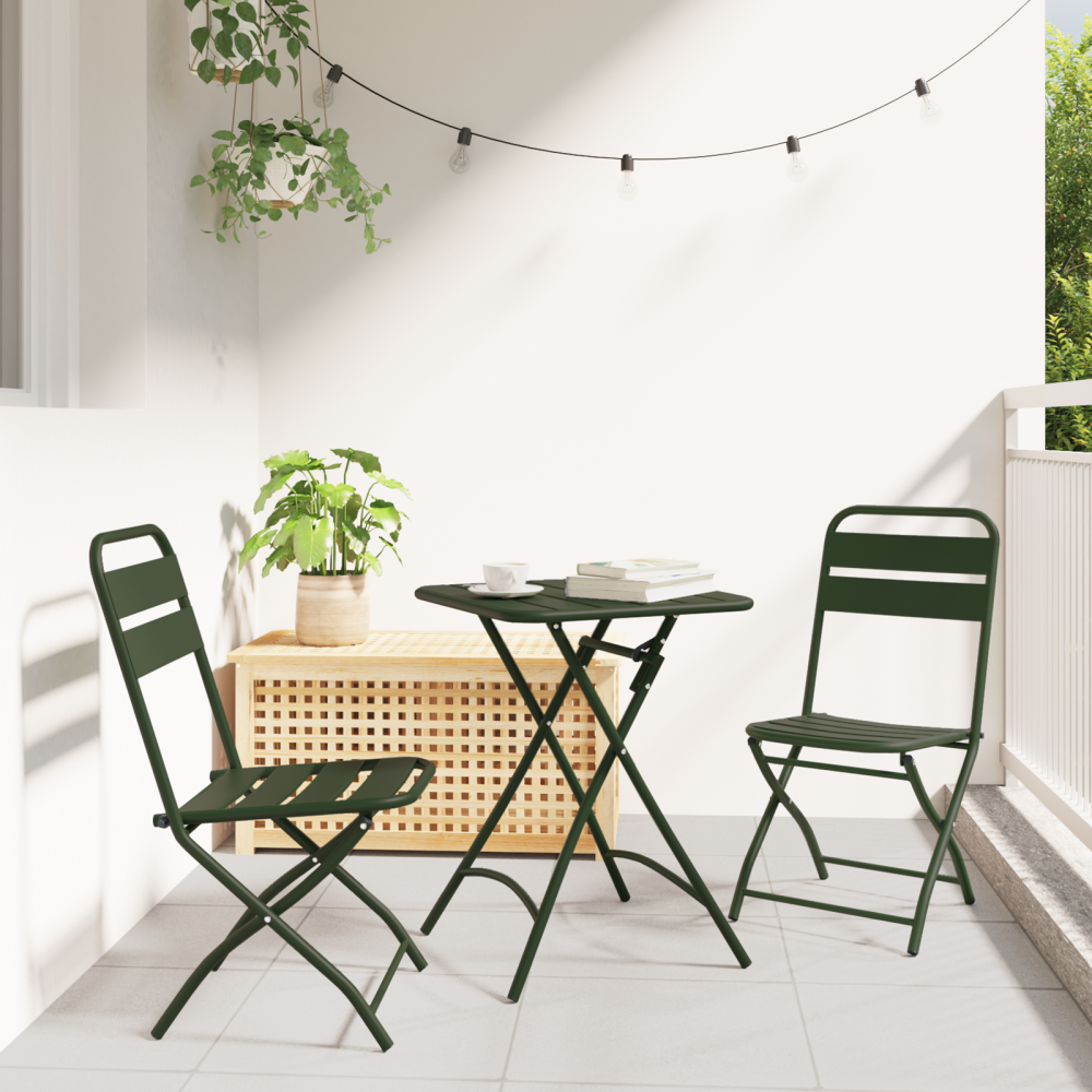 vidaXL Fällbara Trädgårdstolar 2 st Mörkgrön 42x52x82 cm Pulverlackerad Stål