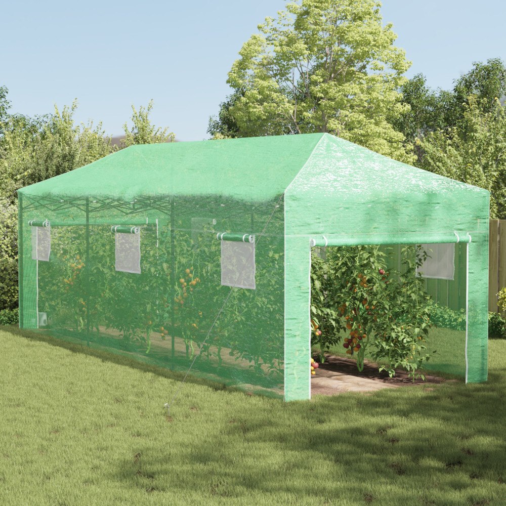 vidaXL Walk-in Växthus med Pop-up Ram Grön 870x290x315 cm Stål