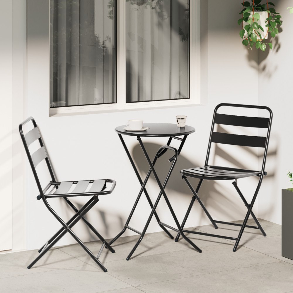 vidaXL 3-delat Fällbart Bistro Set Antracit Stål
