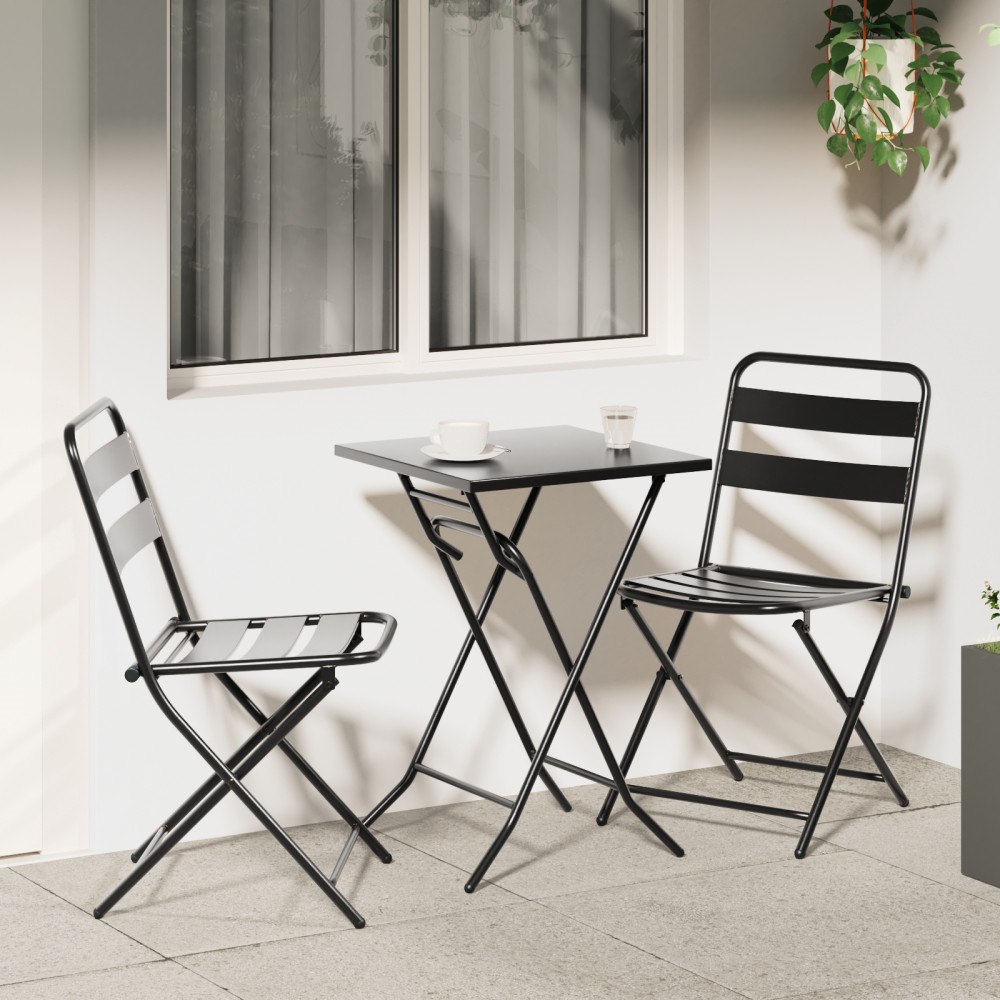 vidaXL 3-delat Fällbart Bistro Set Antracit Stål
