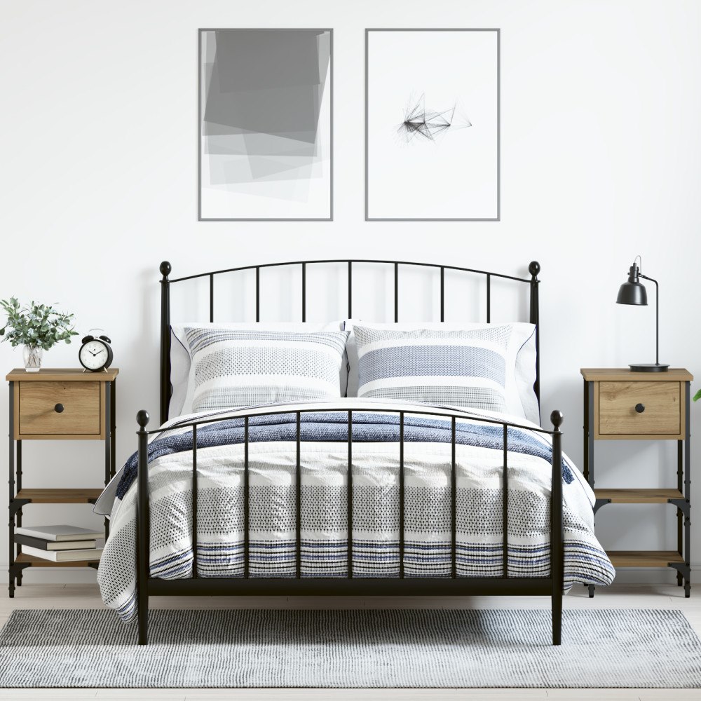 vidaXL Sängskåp 2 stycken Artisan Ek 34x36x70 cm Ingenjörsträ