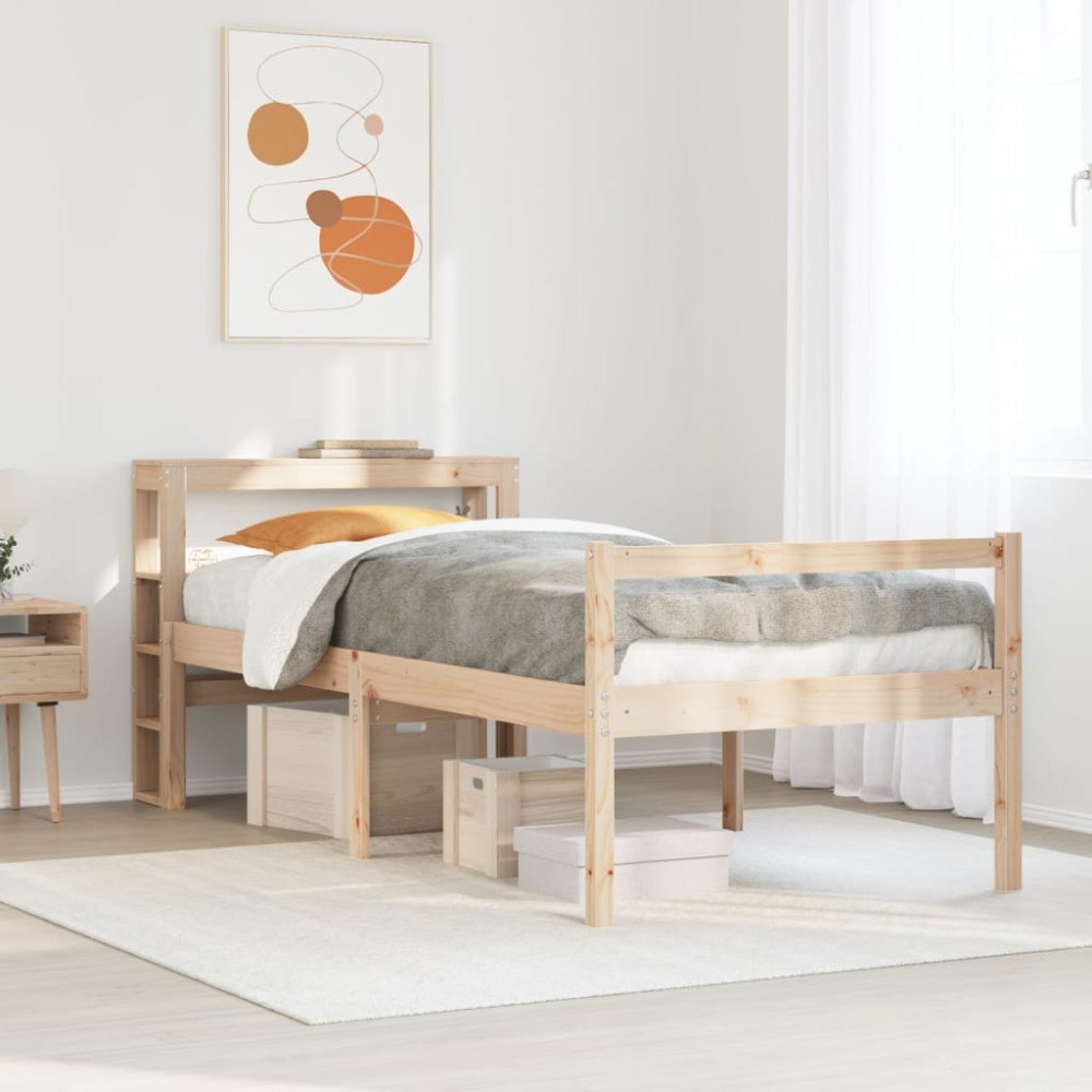 vidaXL Seniorsäng med sänggavel 90x200 cm massivt furu