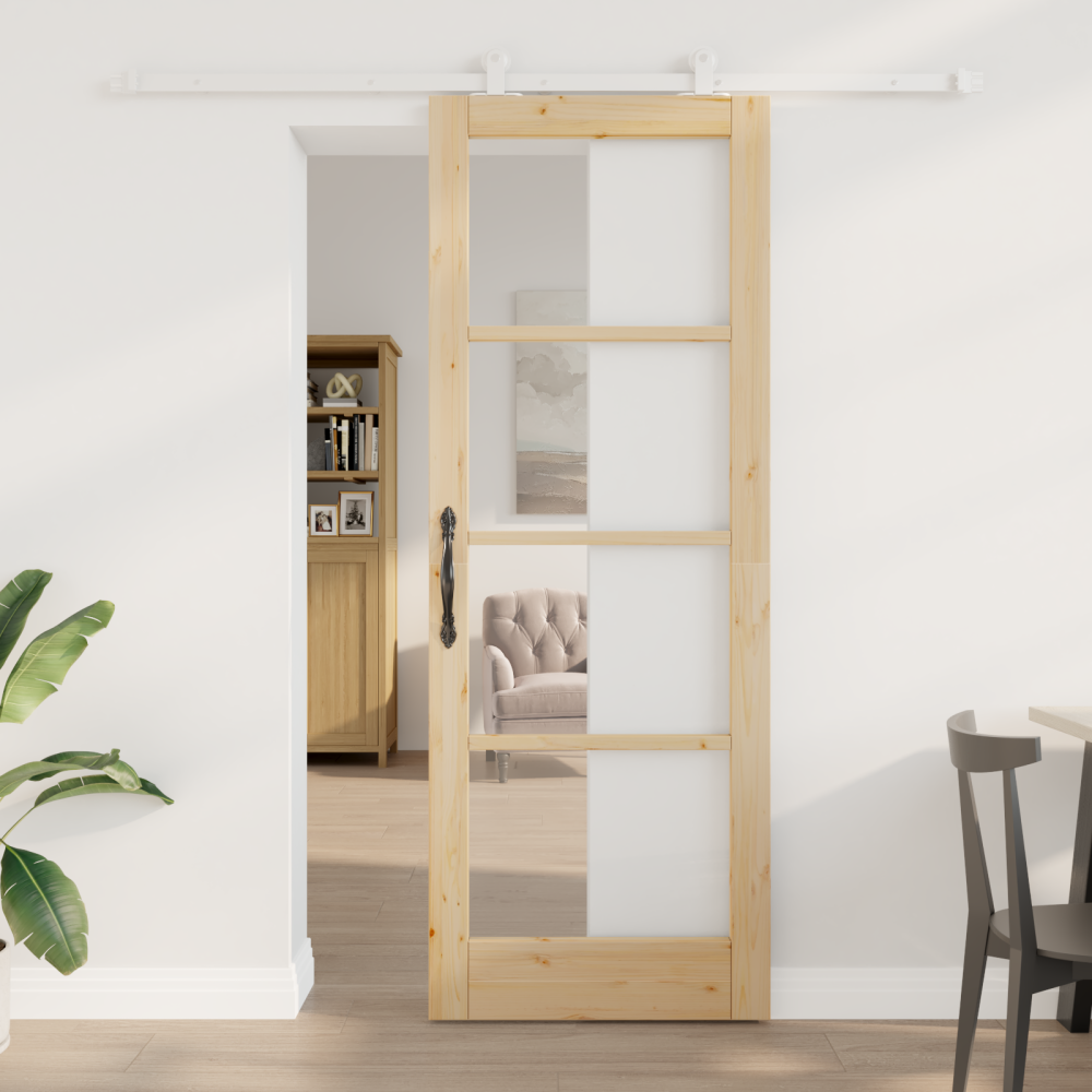 vidaXL Skjutdörr med hårdvaru-set 'ORKDAL'Massiv trä & Glas