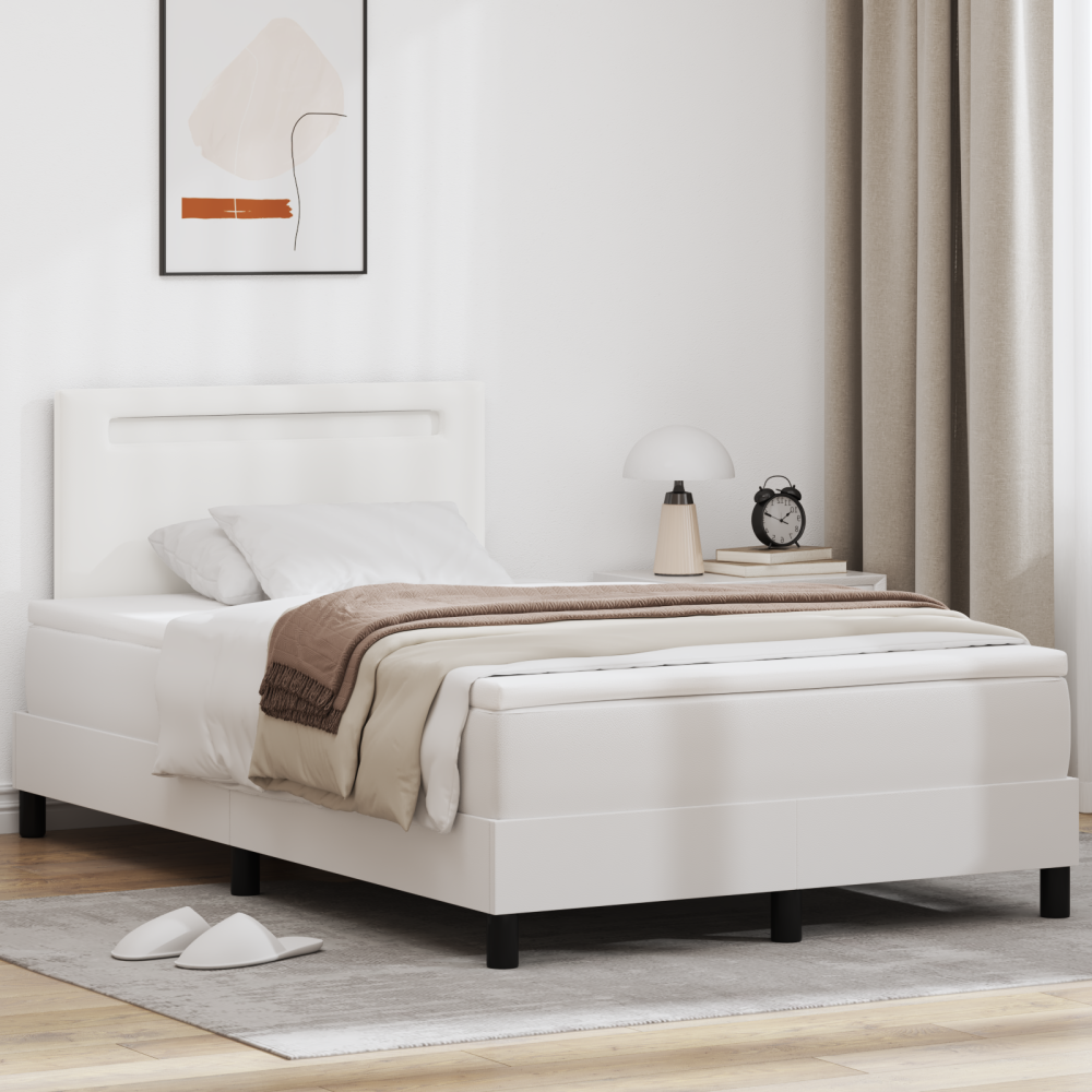 vidaXL Bäddfjäder med madrass Vit 120 x 200 cm Konstläder