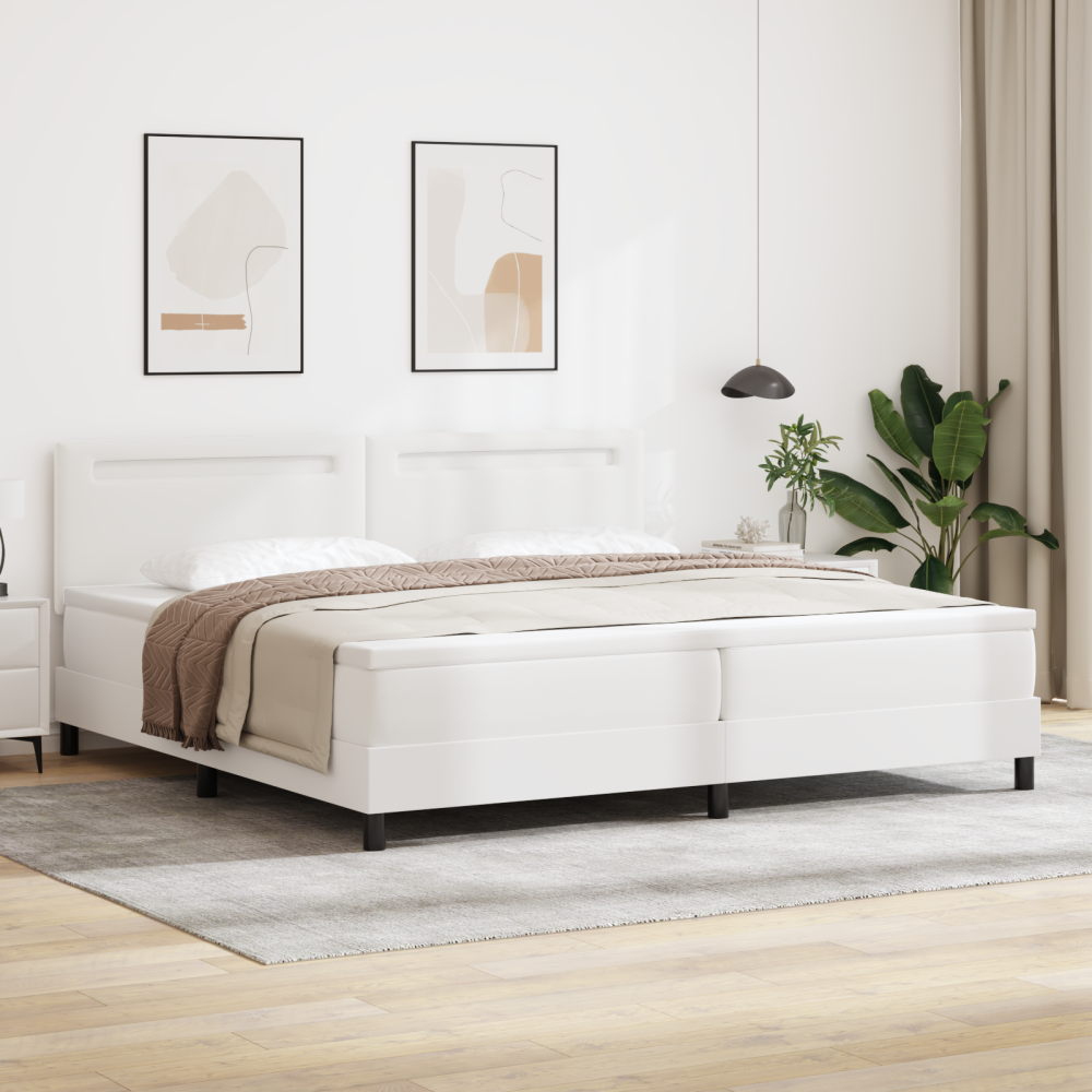 vidaXL Boxspring säng med madrass Vit 200x200 cm Konstläder