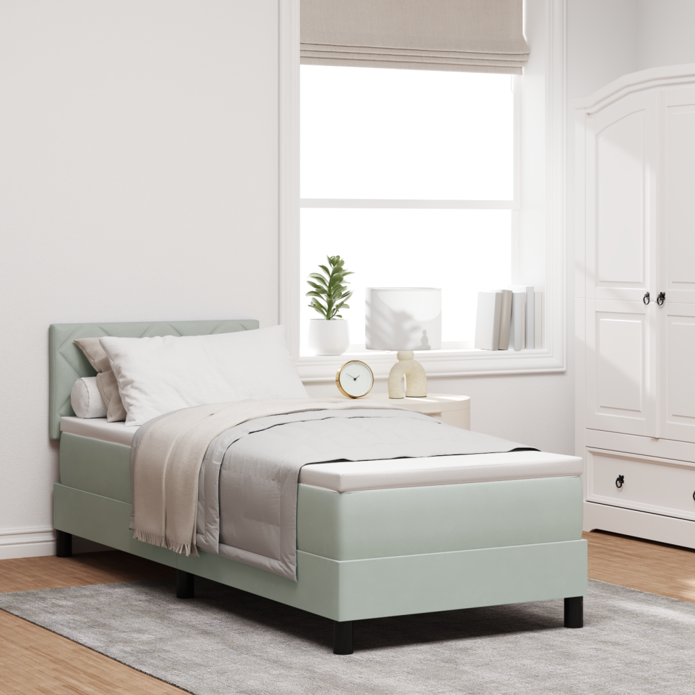 vidaXL Resårsäng med madrass med madrass Ljusgrå 80 x 200 cm tyg