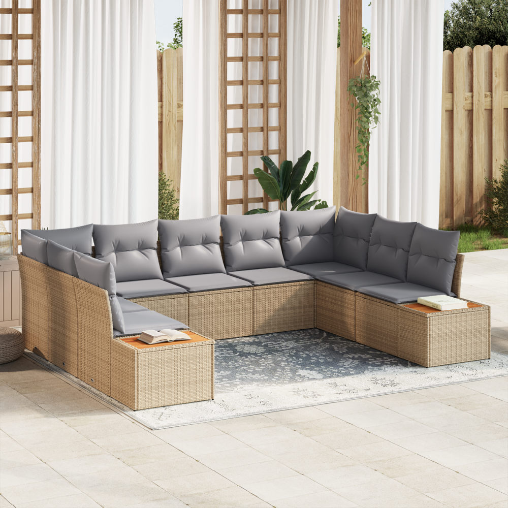 vidaXL 5 Delars Trädgårdssoff-set med kuddar Beige Poly rotting Akacia