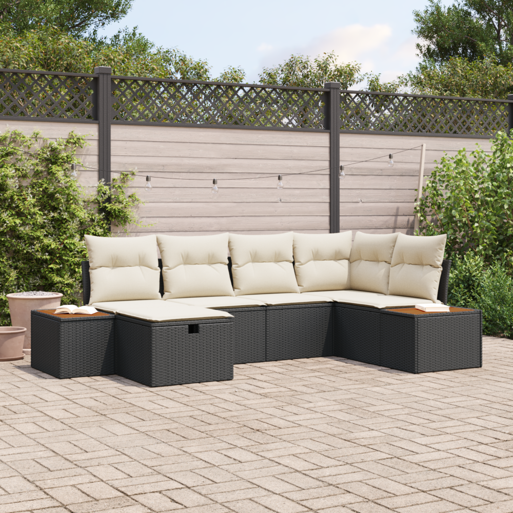 vidaXL Trädgårdsoffset 6 pcs Svart 55 x 62 x 69 cm Poly rattan