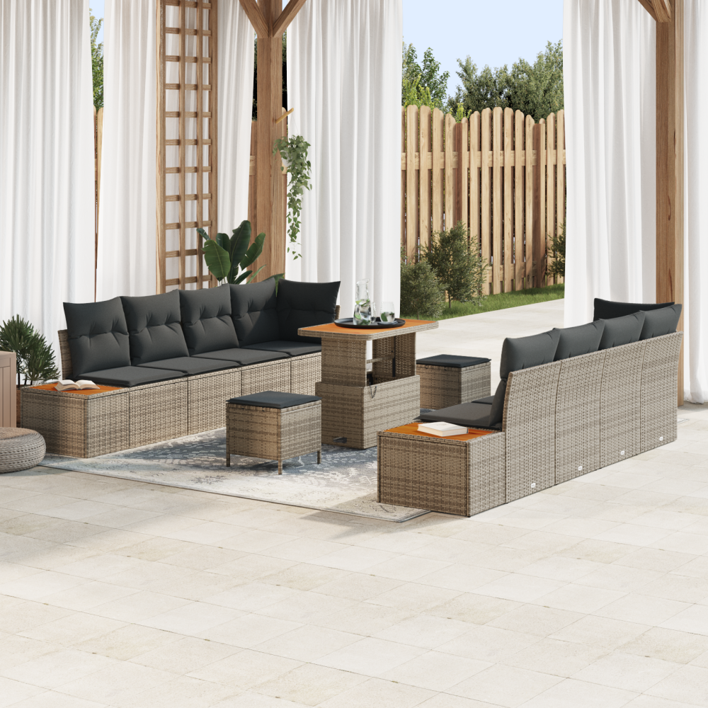 vidaXL Trädgårdsoffset 11 pcs Grå och mörkgrå 90 x 55 x 71 cm