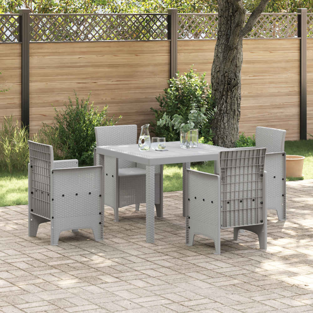 vidaXL 5-delat trädgårdsmöbelset ljust grått poly rattan