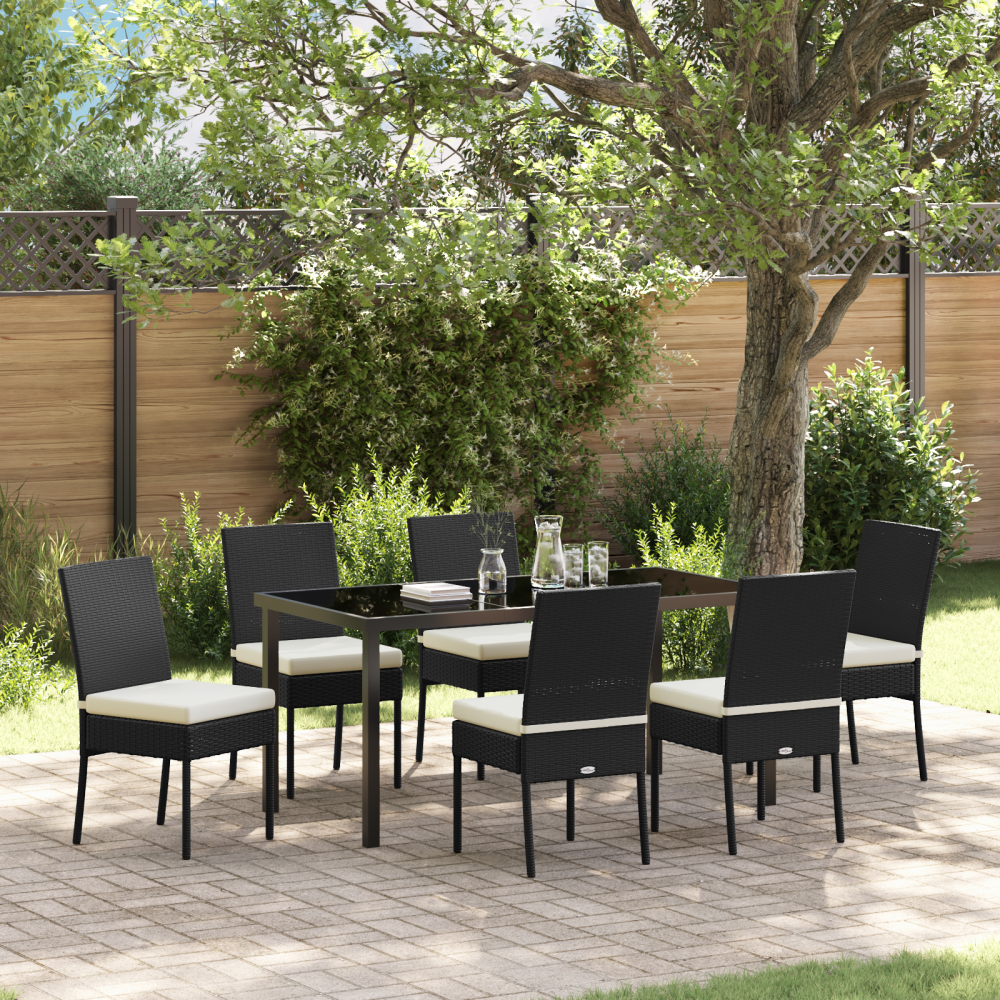 vidaXL 7-delat Trädgårds Matset Svart Poly Rattan