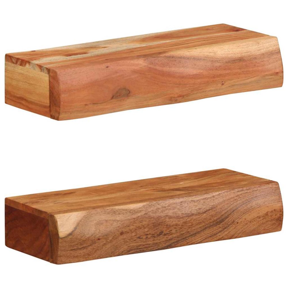 vidaXL Vägghyllor 2 st 40x17x8 cm massivt trä akacia