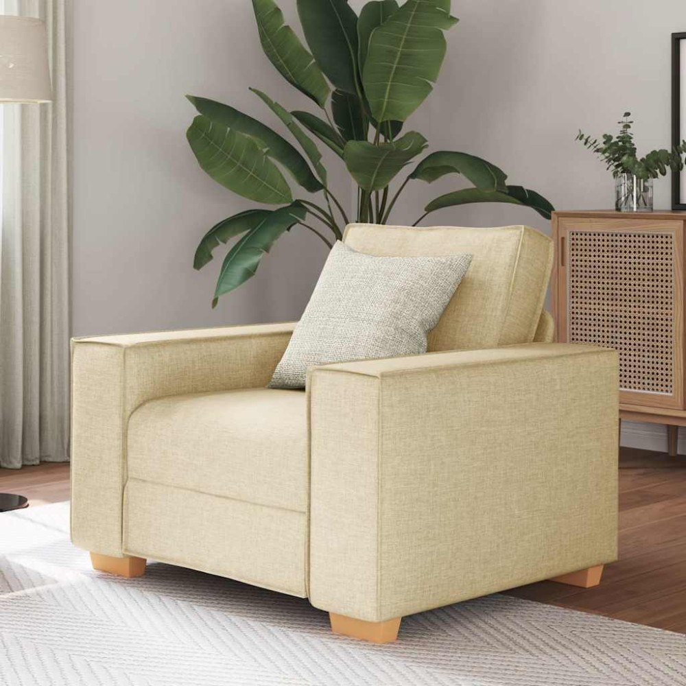 vidaXL Soffa krämfärgad 60 cm tyg
