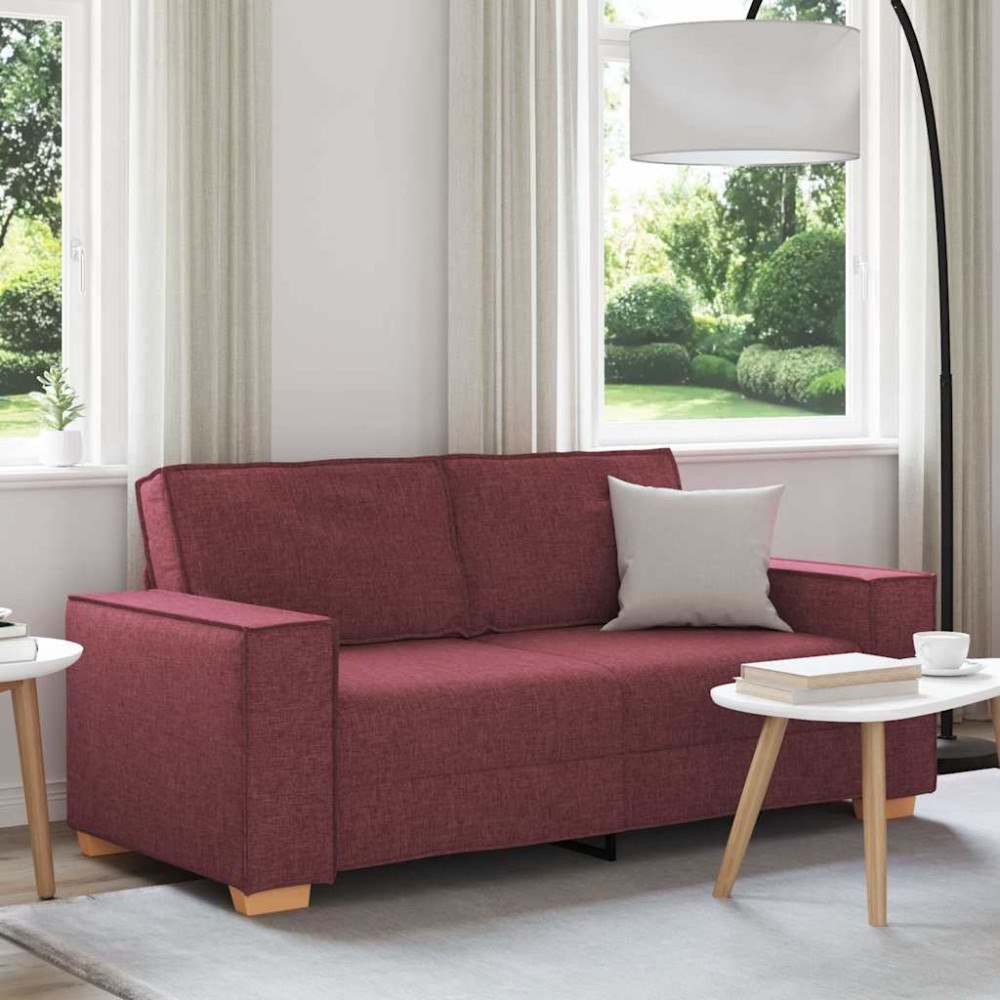 vidaXL 2-sitssoffa vinröd 140 cm tyg