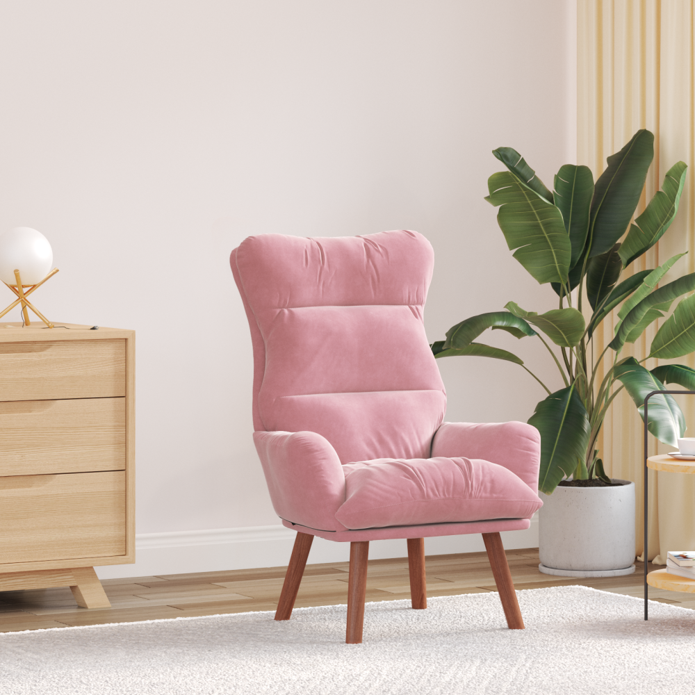 vidaXL Avkopplande Stol Rosa Sammet