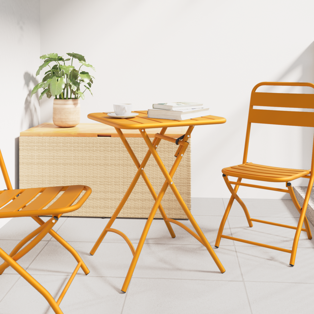 vidaXL Fällbart Trädgårdsbord Senapsgul 55x55x73 cm Stål