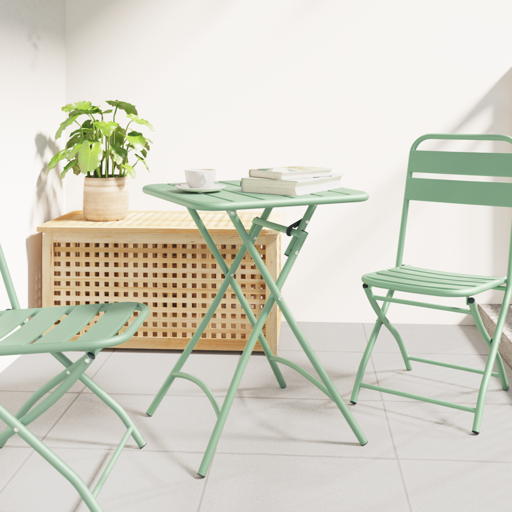 vidaXL Fällbart Trädgårdsbord Ljus Mint 55x55x73 cm Stål
