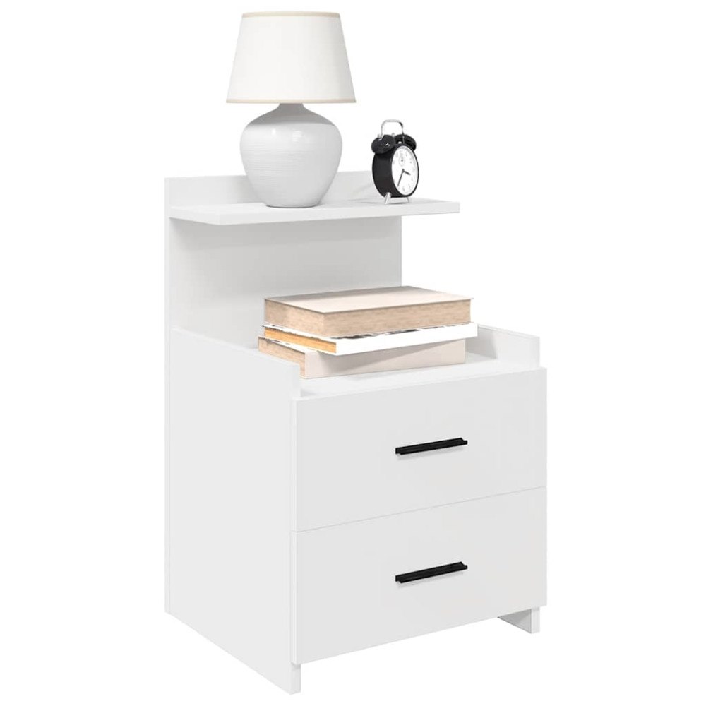 vidaXL Sängbord 2 st med 2 lådor vita 40x36,5x62 cm