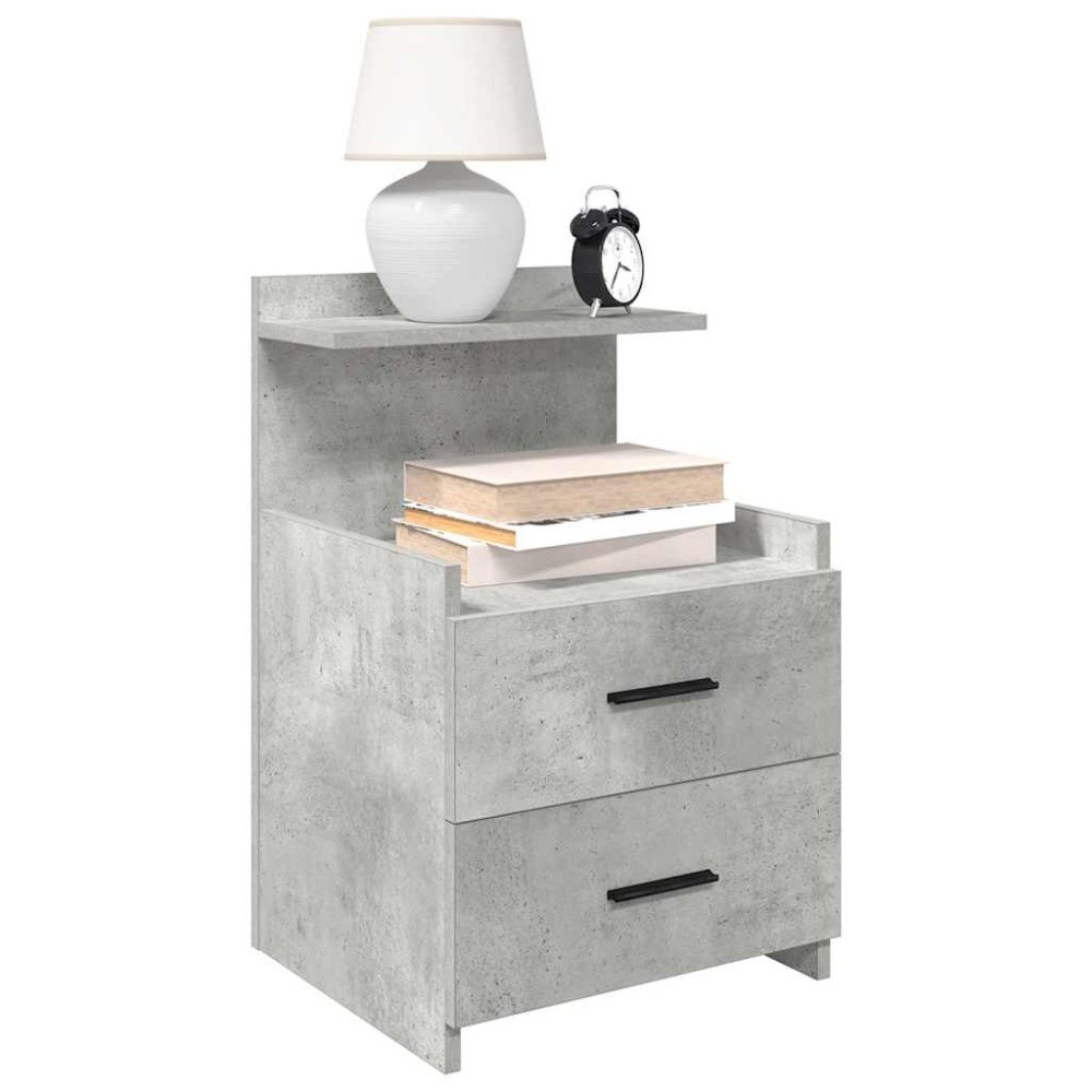 vidaXL Sängbord 2 st med 2 lådor betonggrå 40x36,5x62 cm