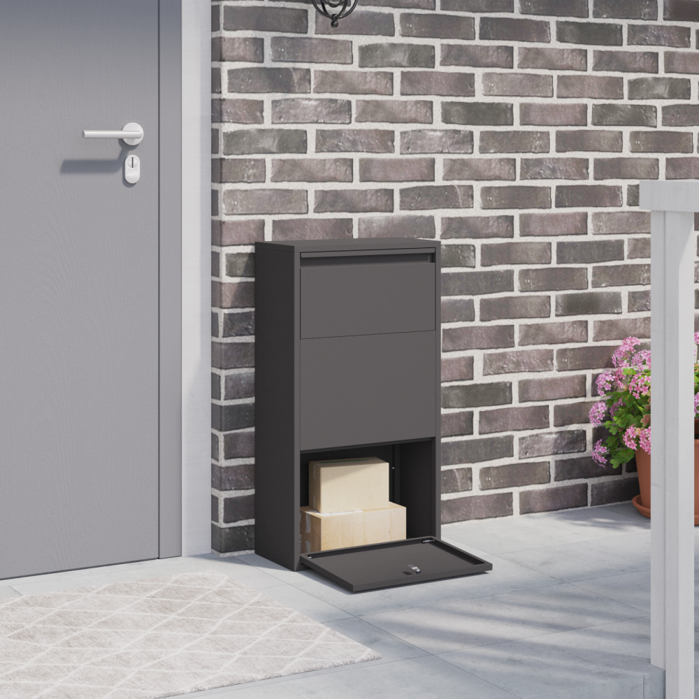 vidaXL Paketbox Svart 44x22x82 cm Stål