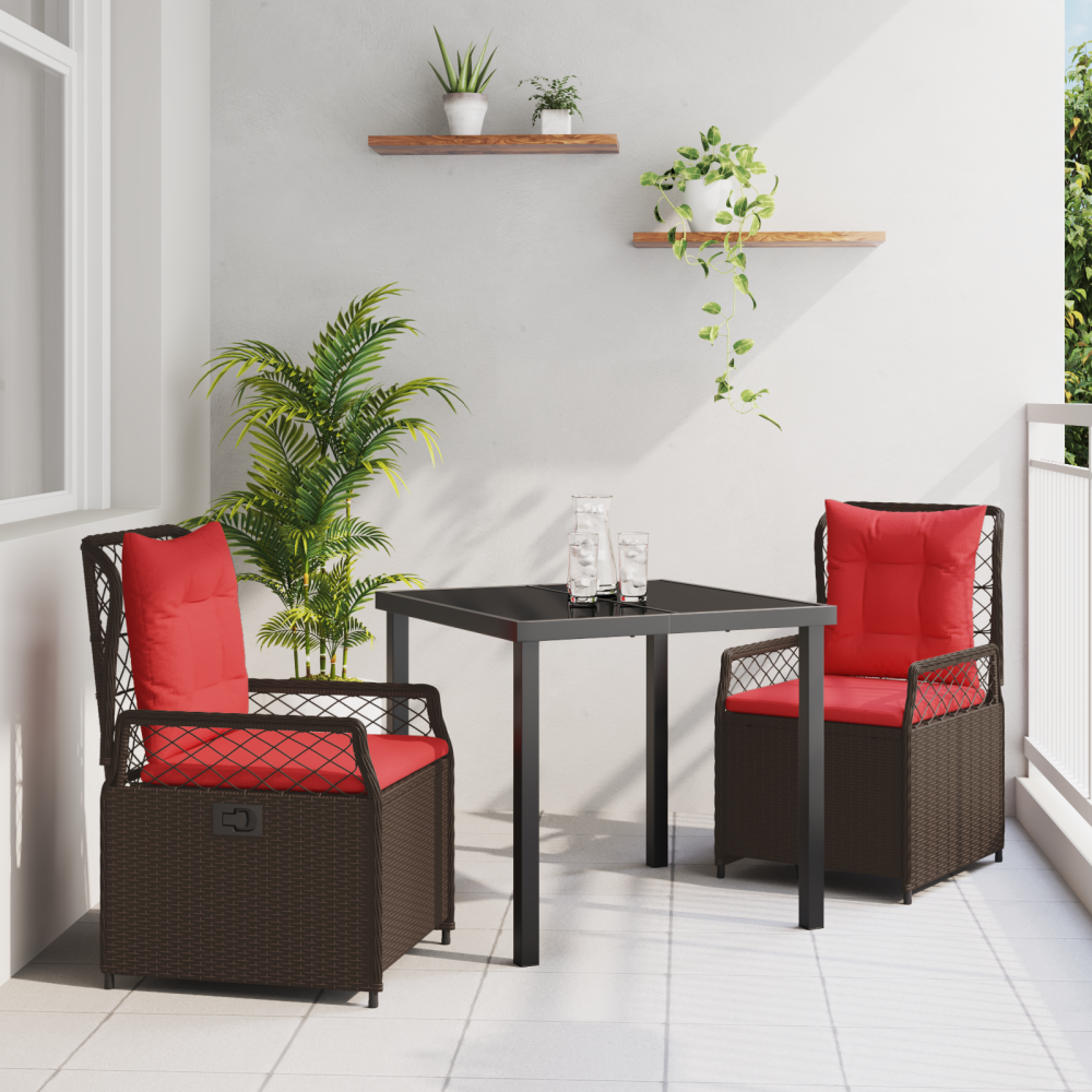 vidaXL Trädgårdsmöbelset 3 pcs Brun konstrotting
