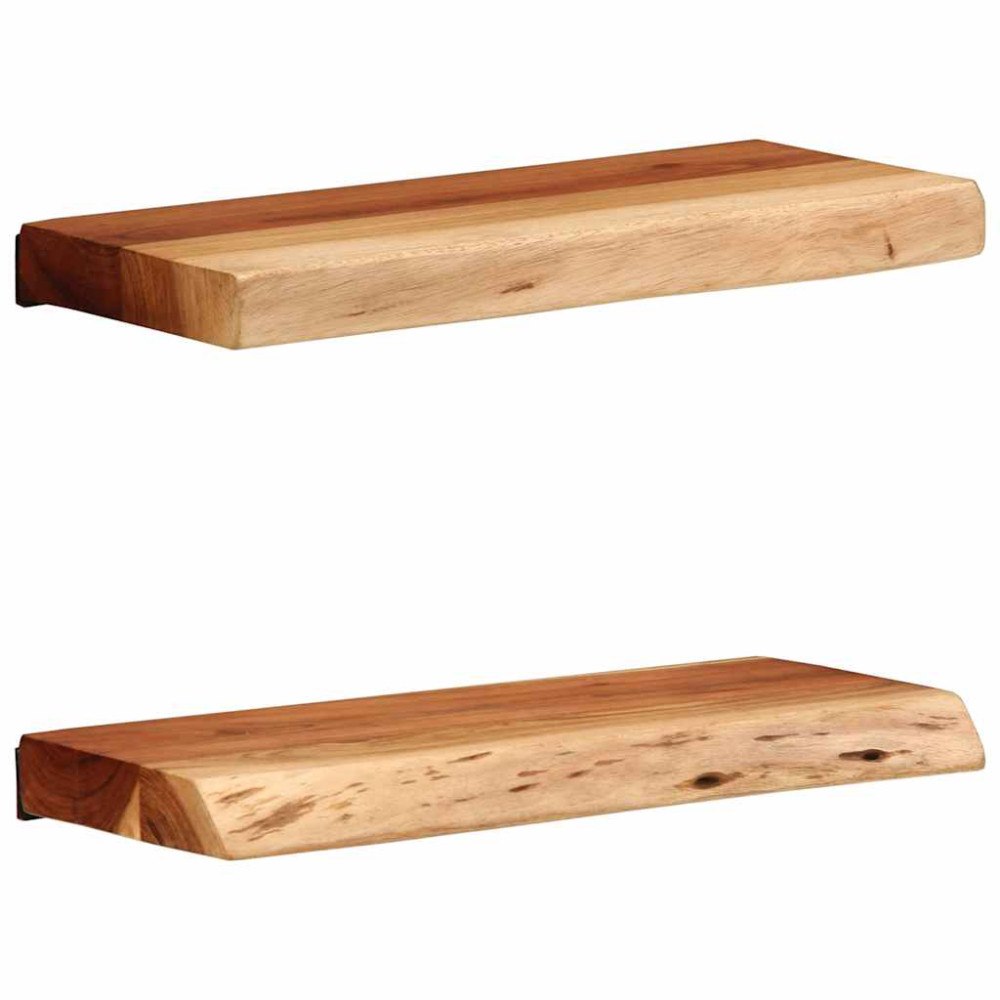 vidaXL Vägghyllor 2 st 40x20x3,5 cm massivt trä akacia