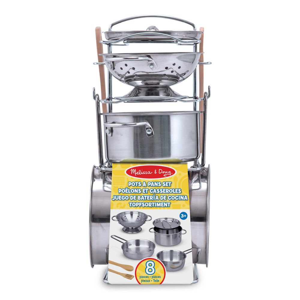 Melissa & Doug MND Pretend Play Stainless Steel Pots and Pans