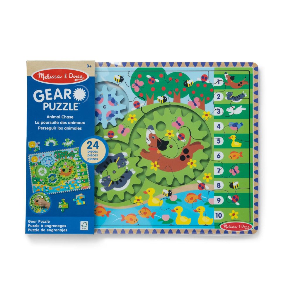 Melissa & Doug Animal Chase I-Spy Woode Gear Puzzle