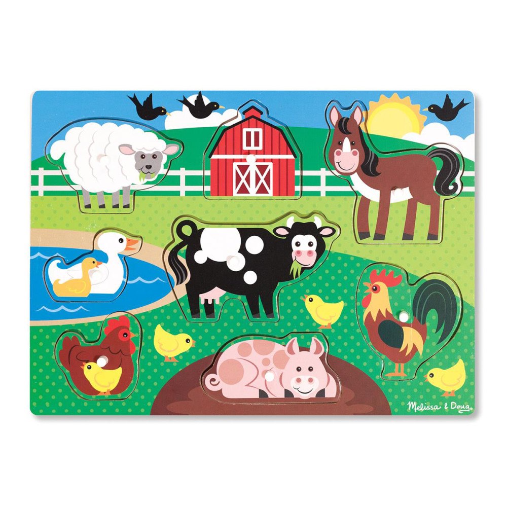 Melissa & Doug Wooden Peg Puzzle - Farm Animals