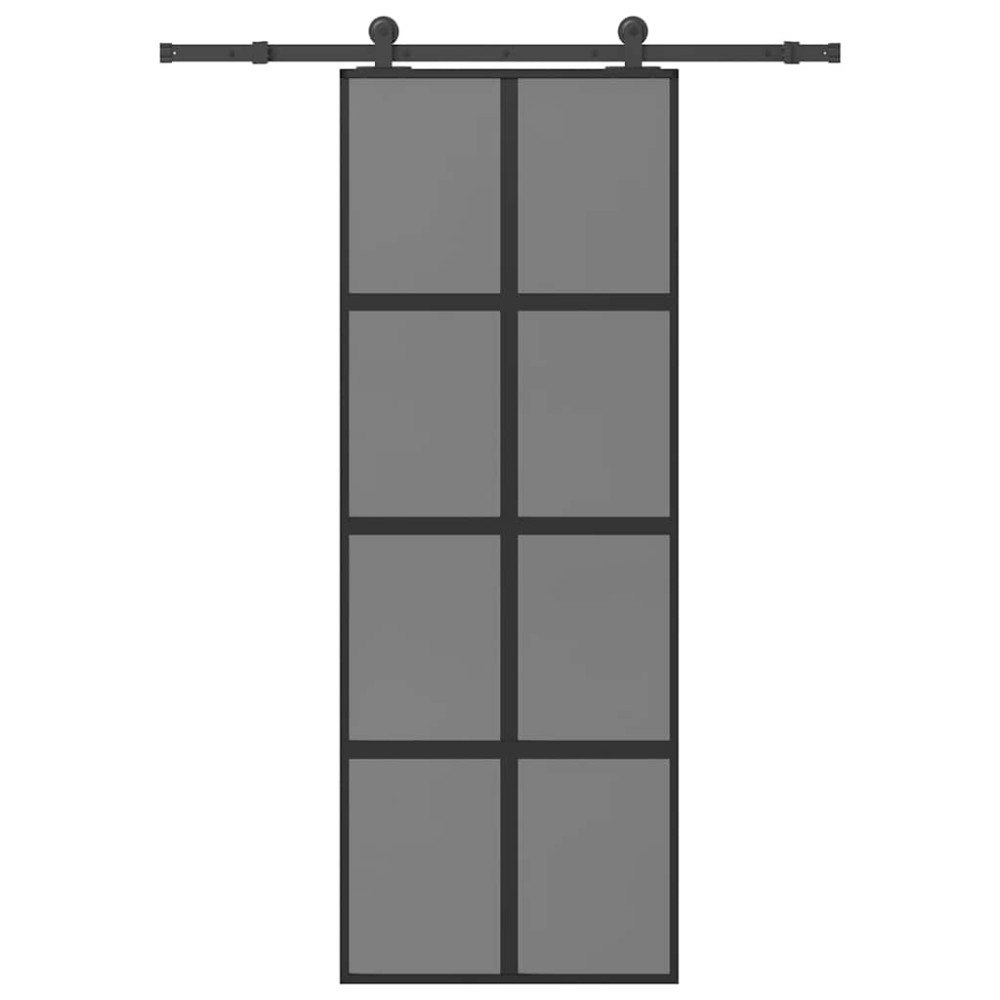 vidaXL Skjutdörr med beslagset härdat glas och aluminium 76x205 cm