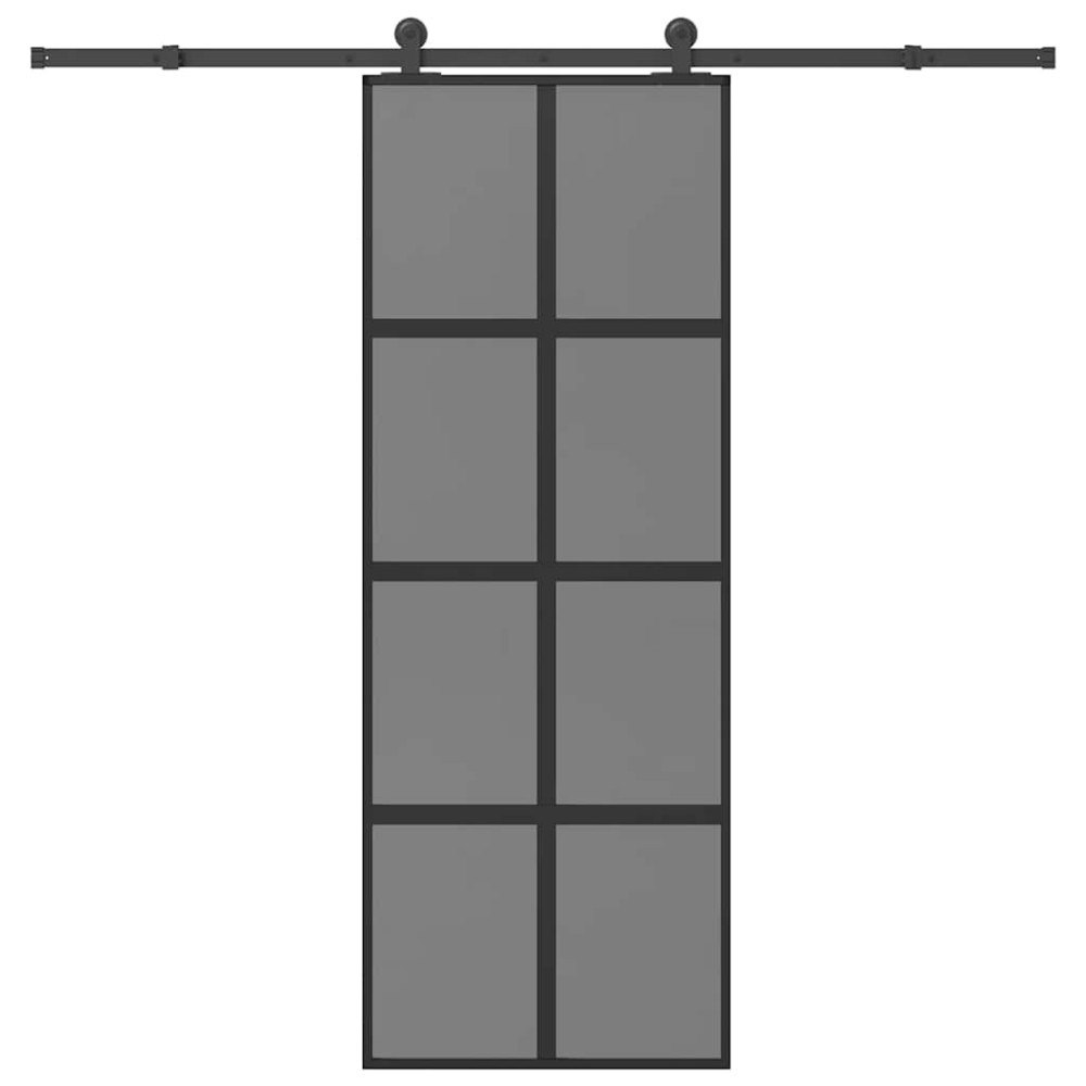 vidaXL Skjutdörr med beslagset härdat glas och aluminium 76x205 cm