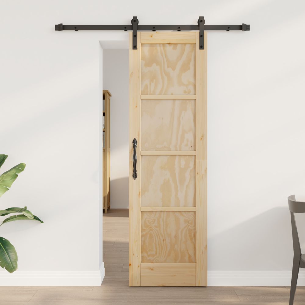 vidaXL Skjutdörr med hårdvaruset 61x198,5 cm Solid Trä Furu