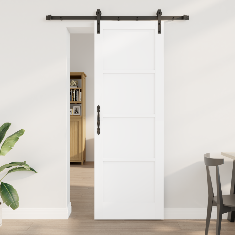 vidaXL Skjutdörr med Hårdvaruset Vit 73,5x211 cm Massivt Trä Furu
