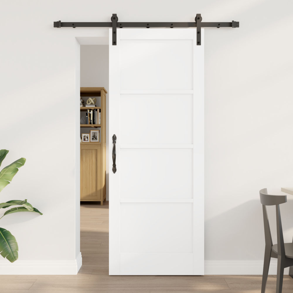 vidaXL Skjutdörr med Tillbehörsset Vitt 78x202 cm Massiv Trä Furu