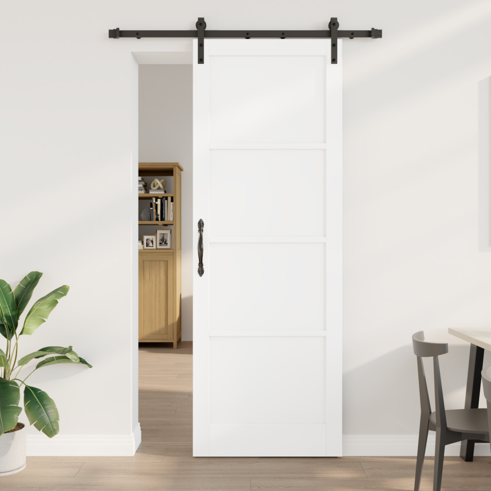 vidaXL Skjutdörr med hårdvarusats Vit 83x232 cm Massiv trä Pine