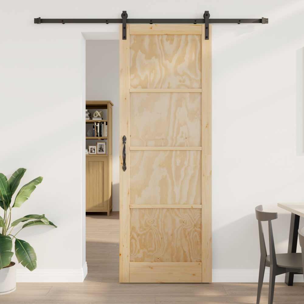 vidaXL Skjutdörr med hårdvarusats 83x232 cm av solid körsbärsträ